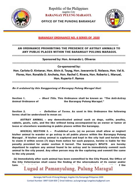 dog ordinance in barangay tagalog